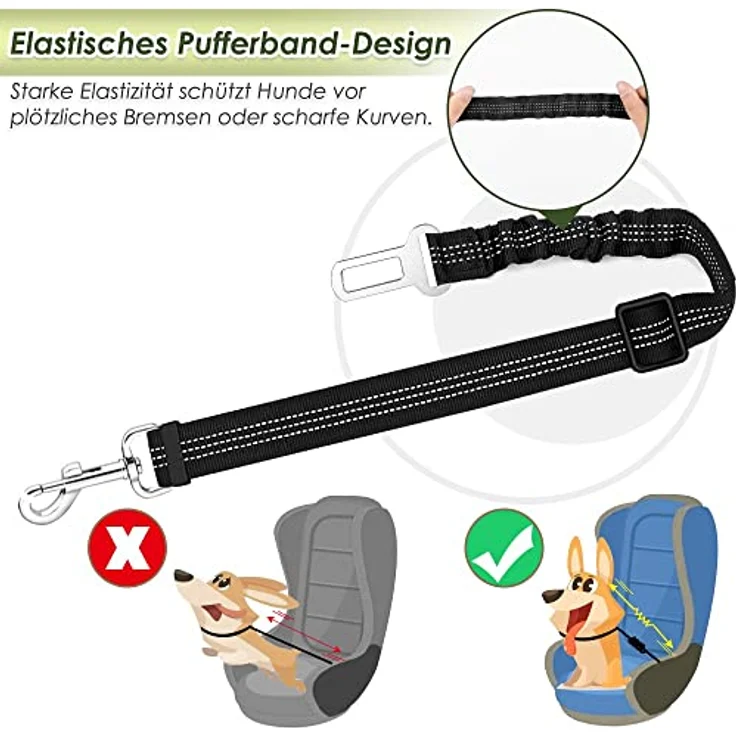 SlowTon Hundegeschirr mit Sicherheitsgurt für Auto, Doppellagiges atmungsaktives Latex-Netzgewebe, Schwarz, XS – Bild 4
