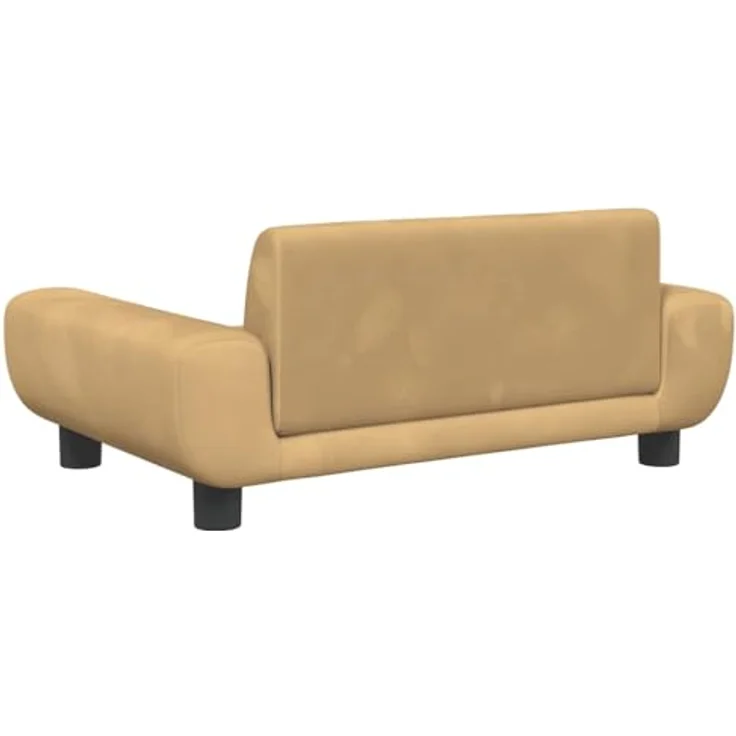 vidaXL Hundekorb Hundebett Braun 70x45x33 cm Samt Körbchen Hundesofa mit massivem Kiefernholzrahmen – Bild 6
