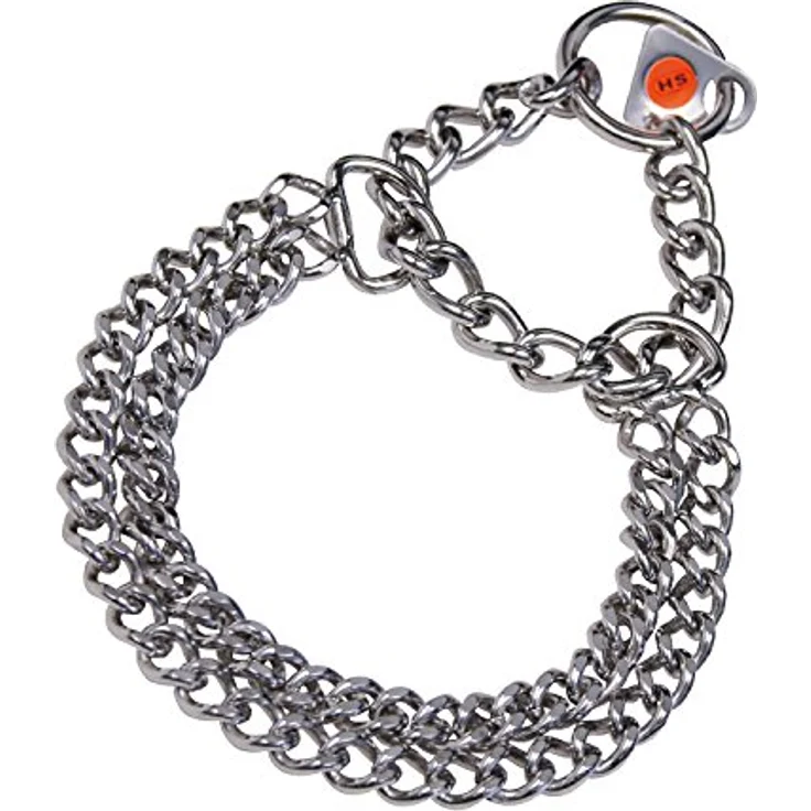 Hs Sprenger Hundehalsband Silberfarben, 2 mm Double Verbindungen, 40 cm, Halsband + Leine – Bild 2