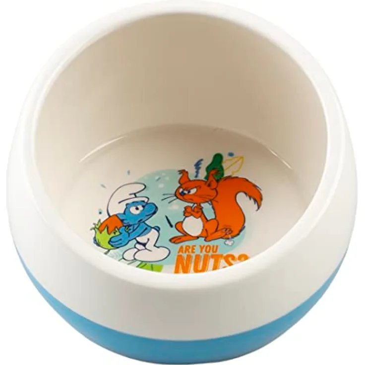 Smurfs duvoplus, Smurftastic Futternapf für Kaninchen und Nagetiere, Schlümpfe, ungeschickt, 320 ml, Keramik, robust und stabil, für Trocken- und Nassfutter sowie Wasser, spülmaschinenfest