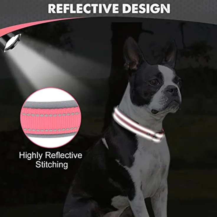 Joytale Gepolstertes Neopren Hundehalsband für Mittelgroße Hunde, Nylon Reflektierend, Pink, 37-48 cm – Bild 4