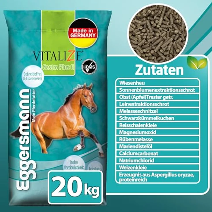 Eggersmann Mein Pferdefutter Vitalize Gastro Plus E, 20 kg getreidefreies Pferdefutter für magenempfindliche Pferde, mit Magnesium für Muskulatur und Nerven, ballaststoffreich und gut verdaulich – Bild 5