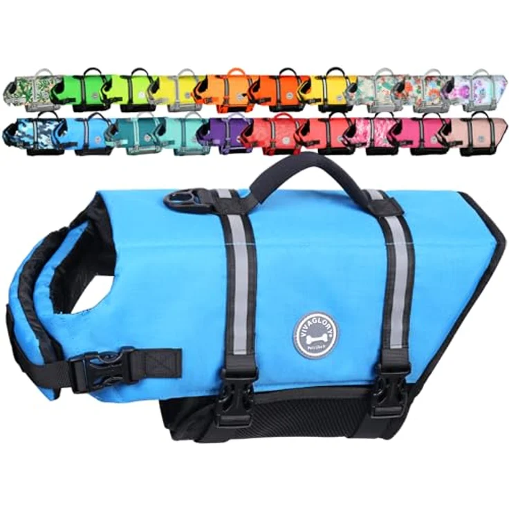 VIVAGLORY Hunde Schwimmweste Rip Stop, XS, Blau, mit hoher Sichtbarkeit und sicherem Sitz – Bild 1