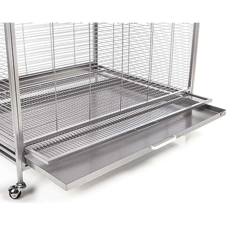 Montana Cages Premium Voliere New Sydney I für Sittiche und kleine Papageien, inkl. 2 Näpfe und 4 Lenkrollen, AVILON Pulverbeschichtung, Platinum Edition, ca. 90 x 70 x 180 cm – Bild 3