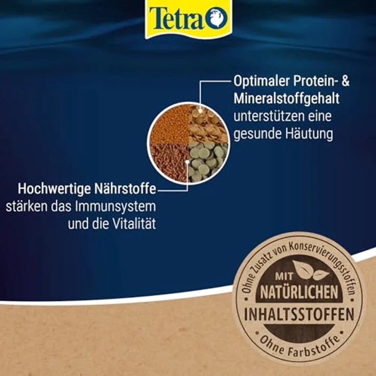 Tetra Crusta Menu, 4in1 Futter für Garnelen und Krebse mit Sticks, Pellets, Wafern und Granules, 100 ml Dose – Bild 4