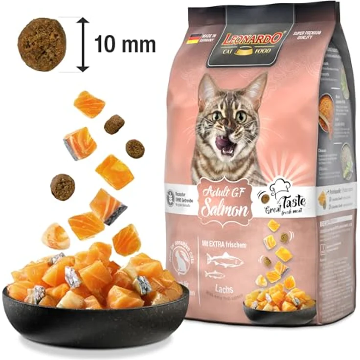 LEONARDO Adult GF Salmon, Katzen-Trockenfutter, 1,8kg, glutenfrei mit Amaranth und 30% Lachs, Alleinfutter, Made in Germany – Bild 3