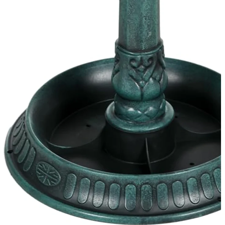 Outsunny Vogeltränke Kunststoff, Zwei-Becken Vogelbad mit muschelförmigem Becken und antikem Metall-Look, dunkelgrün, 49,5L x 38B x 81H cm – Bild 9