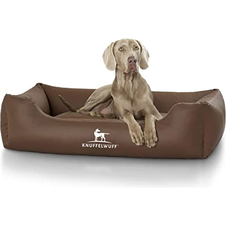 Knuffelwuff Leder Hundebett Sidney Braun XXXL – Bild 2