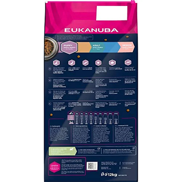 Eukanuba Welpenfutter mit Lamm & Reis, Trockenfutter für kleine und mittelgroße Rassen, 12 kg - Hochwertige Rezeptur für gesunde Verdauung und kognitive Entwicklung – Bild 2
