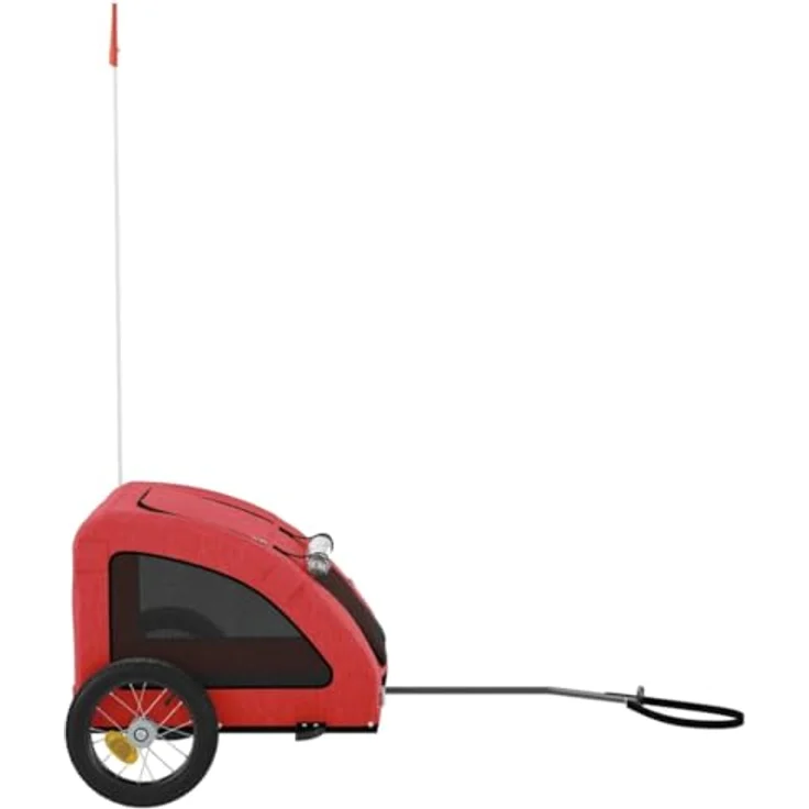 vidaXL Hunde-Transportbox Fahrradanhänger Hunde Rot Oxford-Gewebe und Eisen 30 kg Maximalbelastung – Bild 8