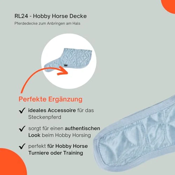 RL24 Hobby Horse Decke, Spielzeug Pferdedecke in Hellblau, pflegeleicht und langlebig, einfache Befestigung am Steckenpferd – Bild 4