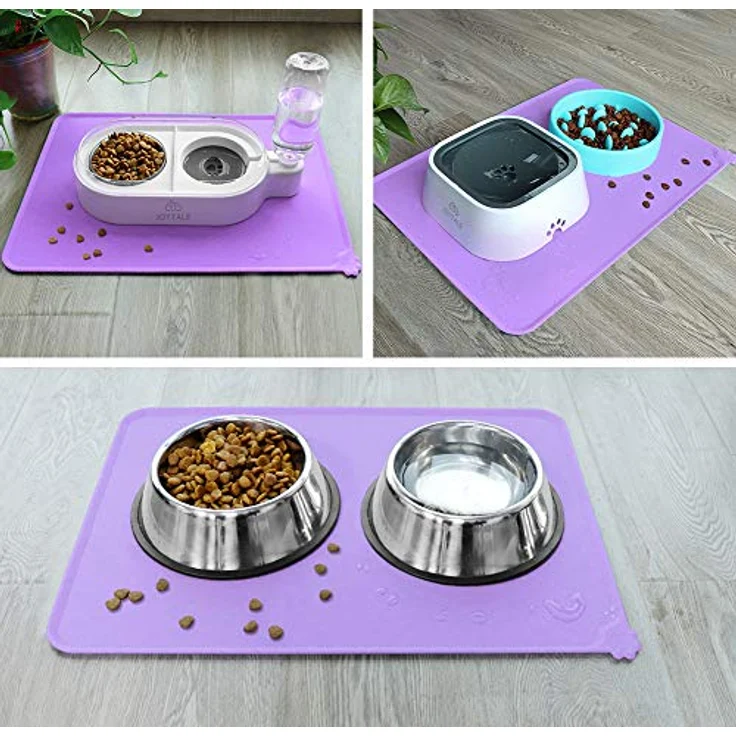 Joytale Silikon-Futtermatte, rutschfeste wasserdichte Futtermatte mit erhöhtem Rand für Hunde und Katzen, 53 x 37 cm, Lila – Bild 3