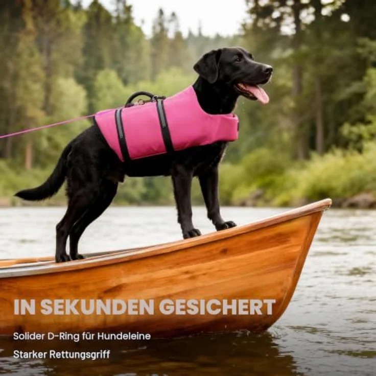 VIVAGLORY Hunde Schwimmweste Rip Stop, Sicherheit und Komfort, S, Rosa – Bild 3