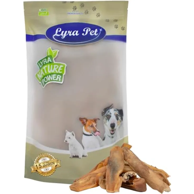 Lyra Pet® Rinderkopfhaut Kausnack für Hunde, 1 kg, goldbraun, fettarm und nährstoffreich, schonend getrocknet