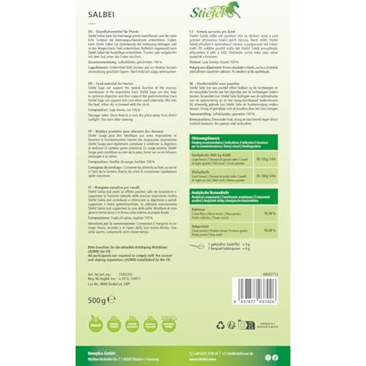 Stiefel Salbei für Pferde, 100% naturbelassener Salbei zur Unterstützung der Atemwege und des Verdauungssystems, 500g – Bild 3