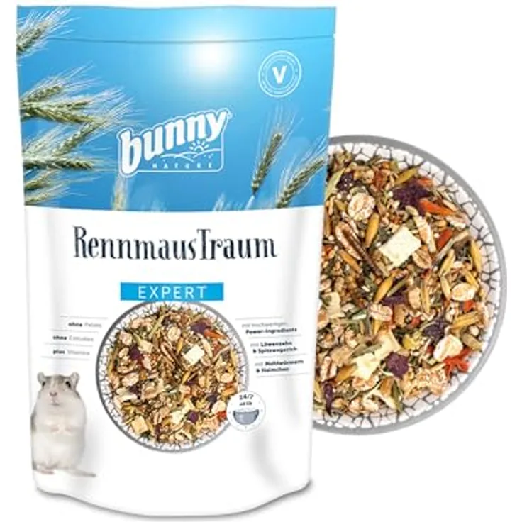 bunnyNature RennmausTraum Expert, Alleinfuttermittel mit Vitaminen, Mehlwürmern & hochwertigen Zutaten, 500g