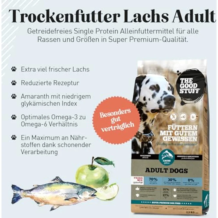 THE GOODSTUFF Lachs (Adult) 2,5 kg | Hochwertiges getreidefreies Hundetrockenfutter mit 70% frischem Lachs als einzige Proteinquelle für ausgewachsene Hunde – Bild 3