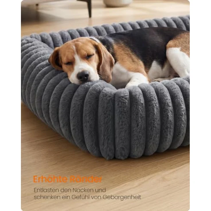 Feandrea Hundebett PGW312GN01, mittelgroßes orthopädisches Hundekörbchen, waschbar, mit rutschfester Unterseite, 91 x 68 x 20 cm, Blei-Grau – Bild 4