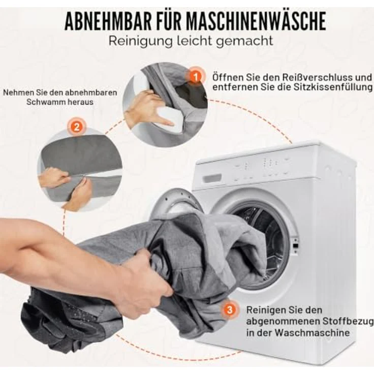VEVOR Hunde Autositz, 560 x 508 x 410 mm, mit Aufbewahrungstasche, Sicherheitsleine und Schwammfüllung, für kleine und mittelgroße Hunde bis 25 kg, Grau – Bild 5