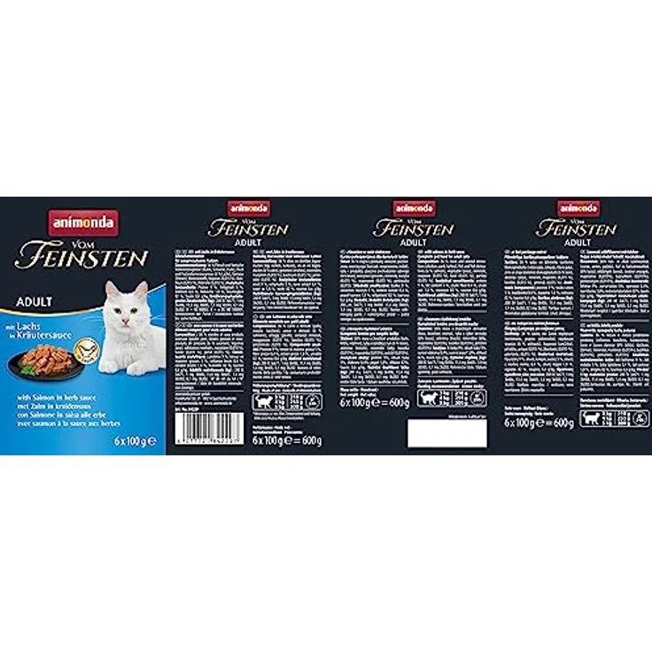 animonda vom Feinsten Adult Lachs in Kräutersauce, Katzen-Nassfutter 6x100g, fein-stückige Pasteten für ausgewachsene Katzen – Bild 2