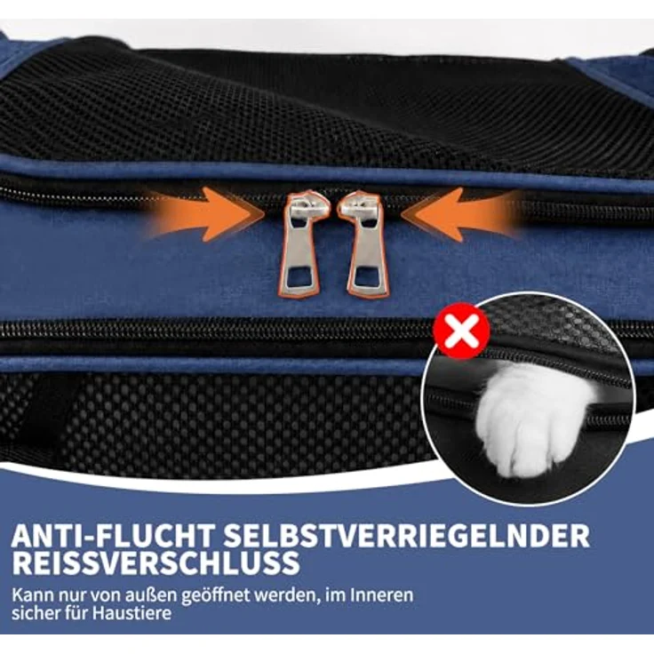 Aipwerer Faltbare Tragbare Transportbox Katze, Atmungsaktiv mit 2 Größen (M bis 5 kg, L bis 8 kg), strapazierfähiges Polyester, inkl. gepolstertem Schultergurt – Bild 3