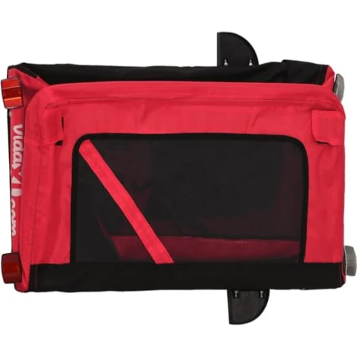 vidaXL Hunde-Transportbox Fahrradanhänger Hunde Rot und Schwarz Oxford-Gewebe Eisen mit PVC-Dach und belastbarer Platte – Bild 9