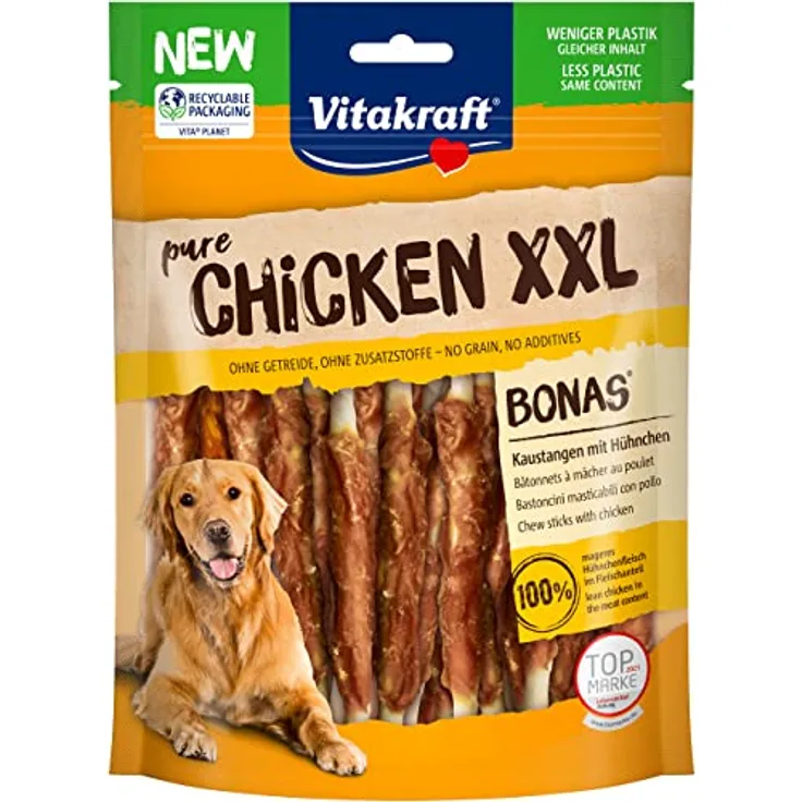 Vitakraft Bonas Chicken XXL, Hundesnacks mit hoher Proteinanteil, 4 x 200 g, ohne Zucker und Zusatzstoffe