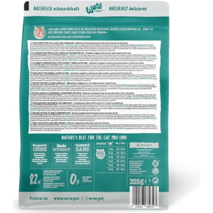 WOW Cat Senior Lamm, Premium-Trockenfutter für Senior-Katzen ab 10 Jahren, 325 g, ohne Getreide – Bild 2