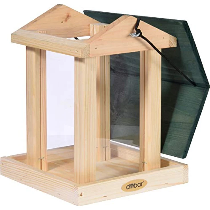 dobar 90040FSCe Futterspender Vogelfutterhaus aus Holz für Wildvögel, 21 x 21 x 28 cm, grün – Bild 4