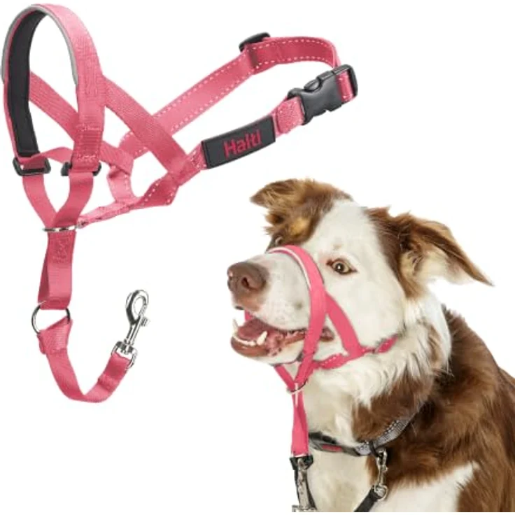 Halti Kopfgeschirr für Hunde, Größe 2, rosa, sanftes Lenken gegen Ziehen an der Leine, gepolstert und reflektierend – Bild 1