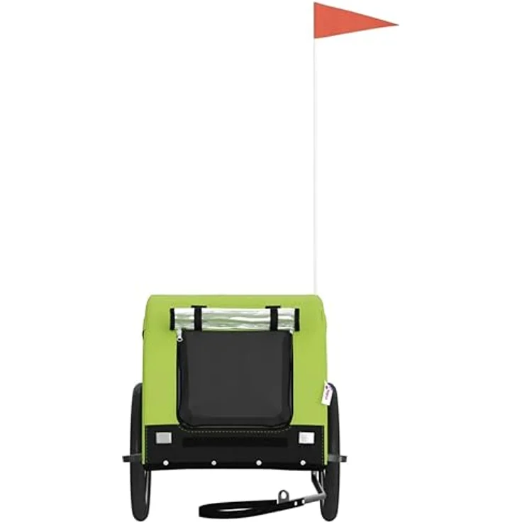 vidaXL Hunde-Transportbox Fahrradanhänger Hunde Grün und Schwarz Oxford-Gewebe und Eisen, Robuster Rahmen und komfortables Design – Bild 6