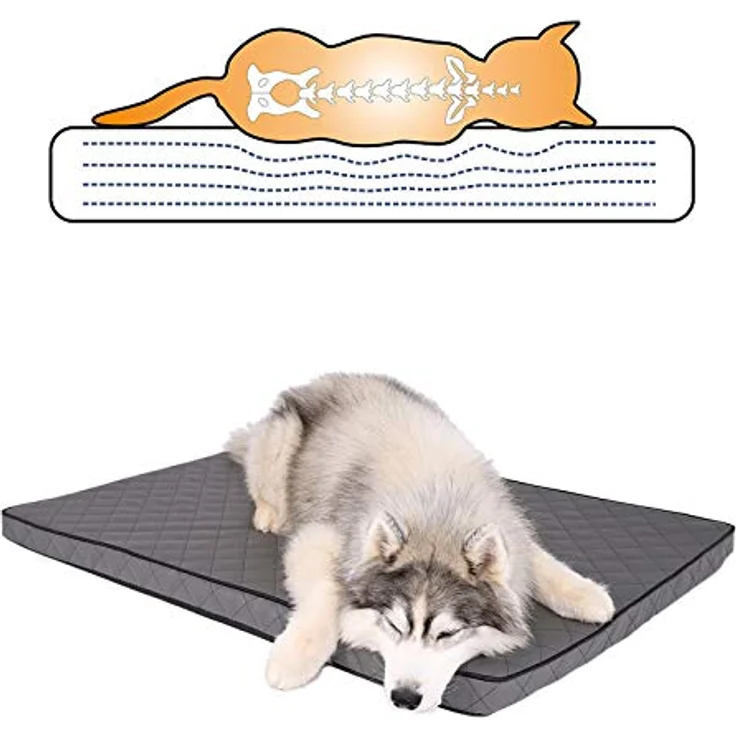 lionto Hundematte orthopädisch, gelenkschonendes Hundekissen mit Memory-Schaumstoff, 118x80 cm, grau, mit abnehmbarem Bezug und Anti-Rutsch-Belag – Bild 4
