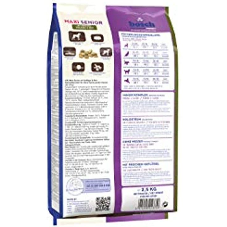 Bosch Hundefutter Maxi Senior, Trockenfutter mit Geflügel und Reis, 2,5 kg für anspruchsvolle Hunde – Bild 2