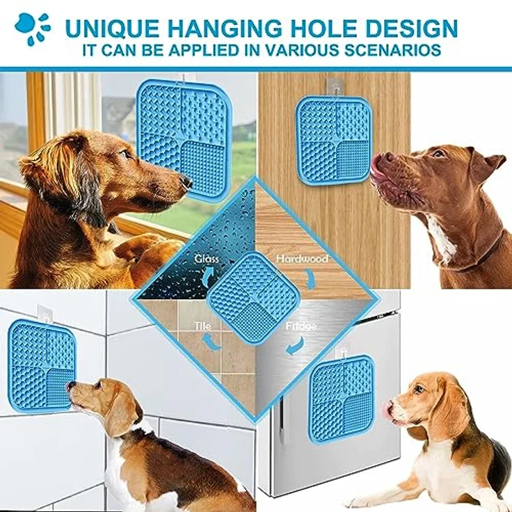 Lesipee Leckmatte Hund, 2 Stück, BPA-freie Schleckmatte mit Silikonspatel und Bürste, für Angstlinderung und gesunde Leckereien – Bild 4