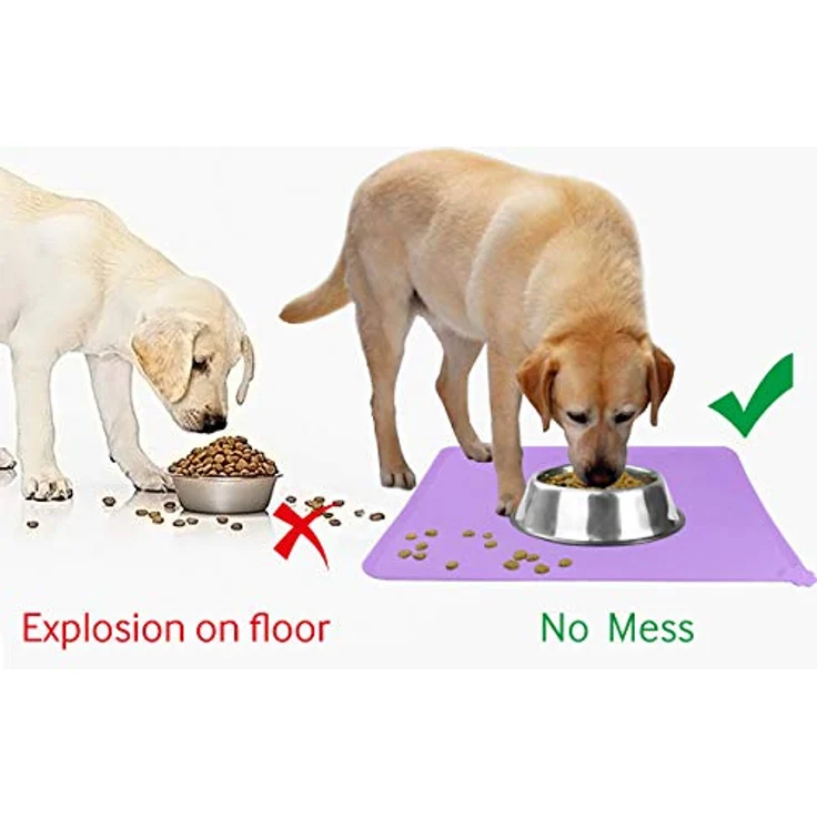 Joytale Silikon-Futtermatte, rutschfeste wasserdichte Futtermatte mit erhöhtem Rand für Hunde und Katzen, 53 x 37 cm, Lila – Bild 4