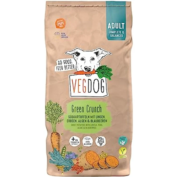 VEGDOG Green Crunch, Veganes Hunde-Trockenfutter, 10 kg, hochverdauliche Rezeptur für erwachsene Hunde – Bild 1