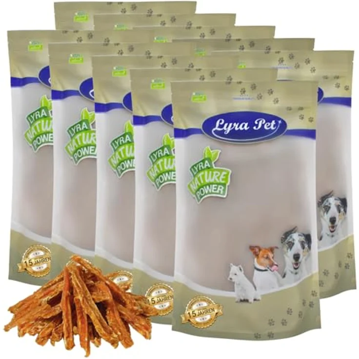 Lyra Pet® Hühnerbruststreifen, 10 kg Kausnack für Hunde - fettarm, leicht zerkauend, ideal für Welpen und Senioren – Bild 1