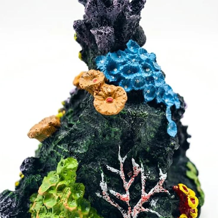 relaxdays Aquariendeko Korallenriff, detailreiche Aquarium-Dekoration aus ungiftigem Kunstharz, bunt, für Süß- und Salzwasserbecken, H 15 cm – Bild 7