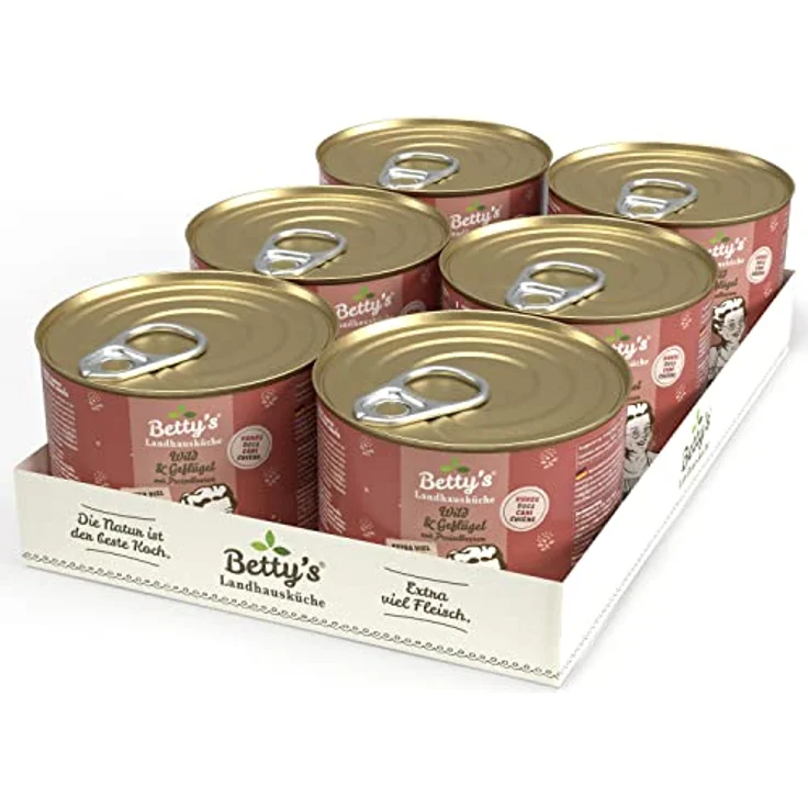 Boswelia Betty's Landhausküche Hund Geflügel & Wild mit Preiselbeeren, 6 x 200 g, hohe Bioverfügbarkeit für alle Hunderassen – Bild 1