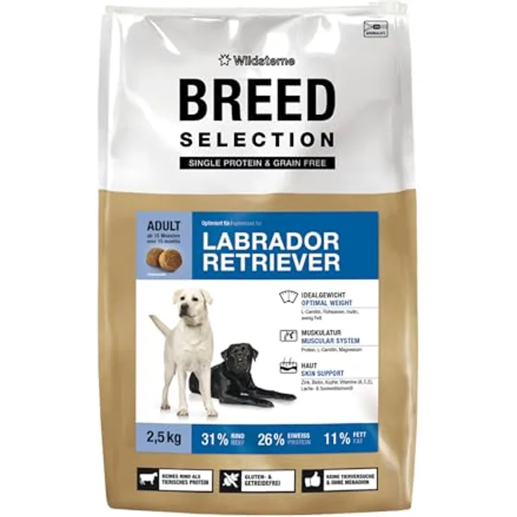 Wildsterne Breed Selection Labrador Retriever, 2,5 kg | Getreidefreies Monoprotein Trockenfutter | Unterstützt Gelenke und Verdauung