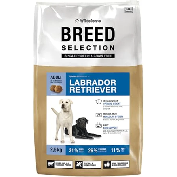 Wildsterne Breed Selection Labrador Retriever, 2,5 kg | Getreidefreies Monoprotein Trockenfutter | Unterstützt Gelenke und Verdauung – Bild 1