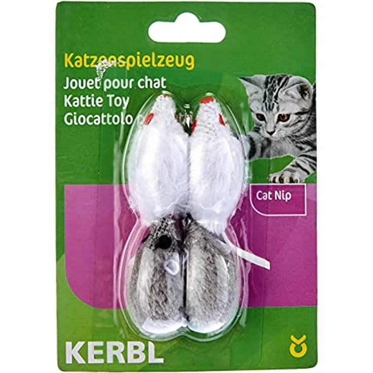 Kerbl Katzenspielzeug, Maus, grau / weiß, 5cm, 4er-Beutel – Bild 6
