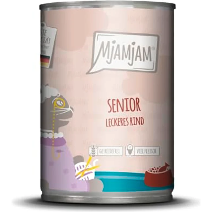 MjAMjAM Senior leckeres Rind, Nassfutter für Katzen, Monoprotein ohne Getreide, 6x400g – Bild 1