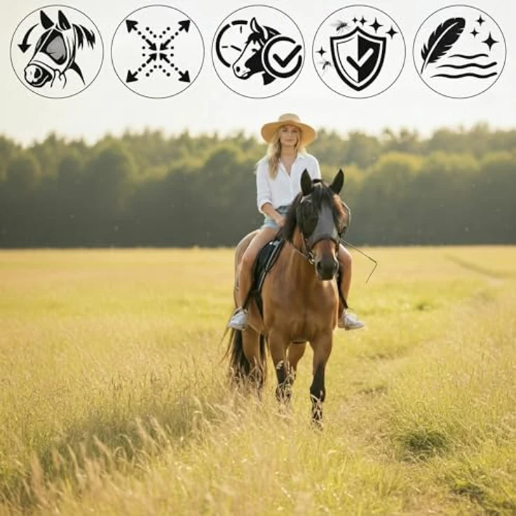 Imperial Riding Fliegenmaske „Trail Ride Basic“, elastischer Insektenschutz aus robustem Netzmaterial, Navy, Cob – Bild 5