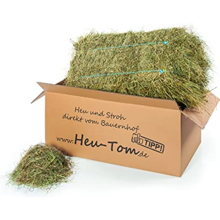 Heu-Tom ® 15kg frisches Wiesenheu, 1. Schnitt, umweltfreundlich verpackt, für Meerschweinchen und Kaninchen