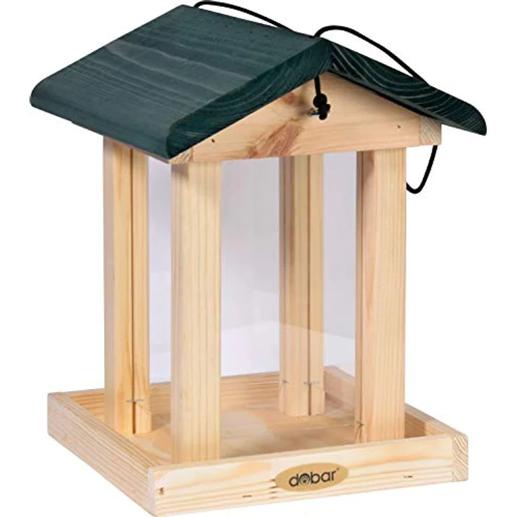 dobar 90040FSCe Futterspender Vogelfutterhaus aus Holz für Wildvögel, 21 x 21 x 28 cm, grün – Bild 3