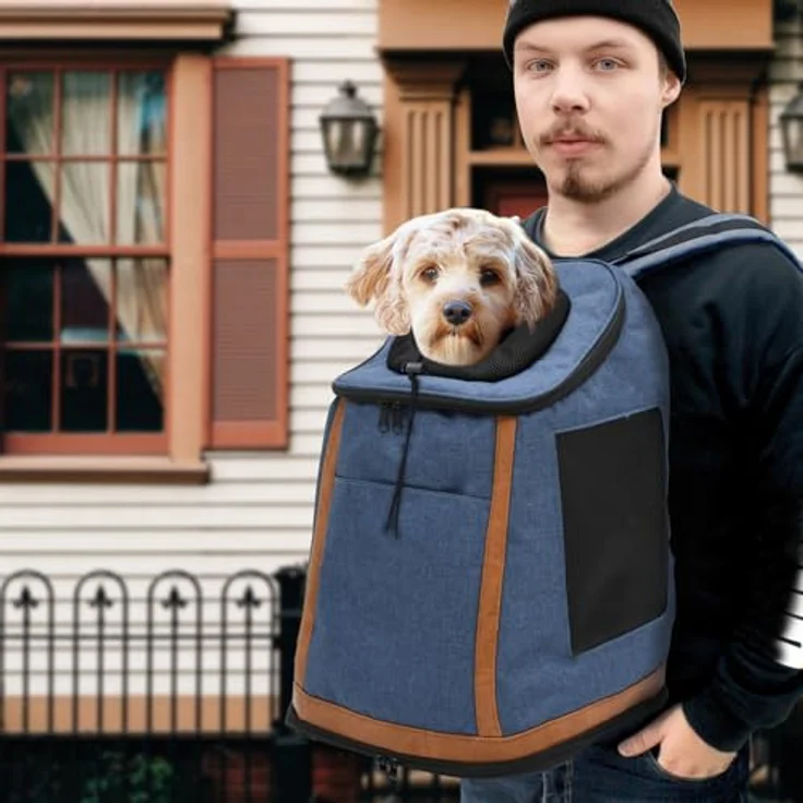 Nobby Tiertransporttasche Rucksack "WIDOK", strapazierfähige Mikrofasern, head-out-design, gepolsterte Träger, schwarz – Bild 3