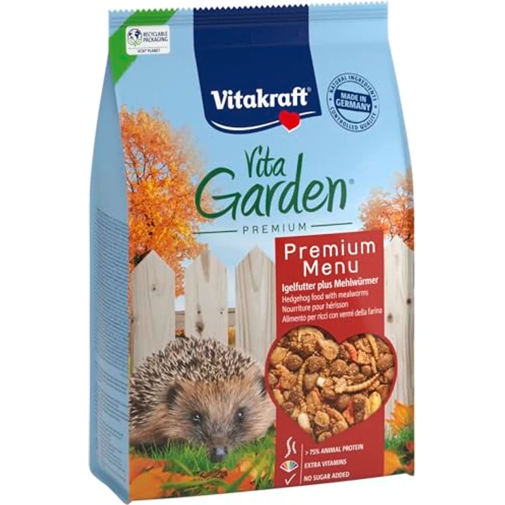 Vitakraft Trockenfutter Igel Menu, 600g für hilfsbedürftige Igel, mit über 75% tierischen Proteinen, ohne Zuckerzusatz