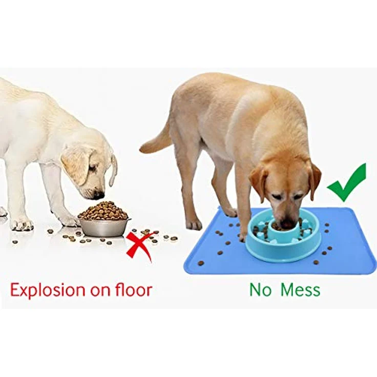 Joytale Silikon-Futtermatte für Hunde, rutschfest und wasserdicht mit erhöhtem Rand, 47 x 30 cm, Blau – Bild 4