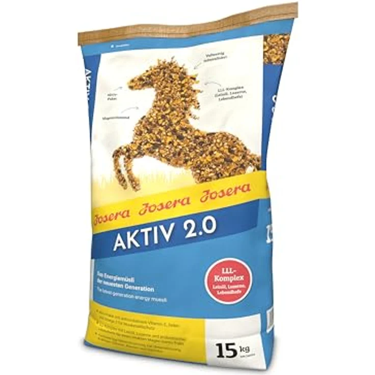 Josera Aktiv 2.0, Premium Pferdefutter für aktivere Pferde, 15 kg, mit Vitamin E, Biotin, Selen, Omega 3, magenschonend und vollwertig mineralisiert – Bild 1